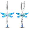 Hapour Orecchini da donna con pendente in argento Sterling S925, con farfalla e libellula, orecchini a gancio con ciondolo a forma di farfalla e libellula, in argento con zirconia, Argento sterling
