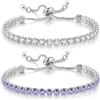 Suyi Bracciale tennis da donna con zirconia cubica, regolabile, bracciale scorrevole, lega