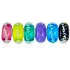 Bling Jewelry Mescolare Set Di Bundle .925 Argento Nucleo Traslucido Multi Colori Bagliore Nel Buio Murano Glass Vortice Perlina Distanziatore Si Adatta Bracciale Europeo Per Le Donne Adolescente