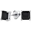 Bling Jewelry Orecchini con perno in CZ con taglio principesco di zirconia cubica nera da 1 carato per donne, uomini, dorso a vite in argento 925.