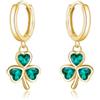 SLUYNZ Orecchini a cerchio in argento Sterling 925 con cuore verde trifoglio per donne e ragazze CZ, SMALL, Argento sterling, Zirconia cubica