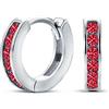 Bling Jewelry Orecchini a cerchio piccoli con canali di zirconia cubica rossa per le donne, rubino simulato, argento 925