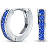 Bling Jewelry Orecchini a cerchio piccoli con canali di CZ di zirconia cubica blu per le donne, zaffiro simulato (argento 925)
