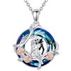 TOUPOP Collana da incubo in argento Sterling con cristalli Jack e Sally, regalo di Natale, 1.13*0.80 inches, Argento sterling, Cristallo