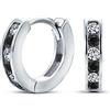 Bling Jewelry Nero bianco alternato Cubic Zirconia CZ Channel Set piccoli orecchini a cerchio Huggie per le donne uomini .925 Sterling Silver