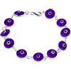 Bling Jewelry Braccialetto Amuleto di Protezione Portafortuna con Perla di Vetro Trasparente Turca Occhio di Malocchio per Donne e Adolescenti in Argento Sterling .925 Viola Traslucido 7,5 Pollici
