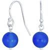 Bling Jewelry Semplici Orecchini Pendenti Rotondi Con Gancio A Forma Di Pesce In Argento Sterling .925 Con Pietra Preziosa Di Agata Blu Liscia.