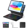 KBCASE Tastiera per iPad A16 11/10 Generazione con Touchpad Magic Keyboard per iPad 10/11 Generazione A16 (11/10.9 pollici, 2025/2022) con Retroilluminata a 7 Colori, Magnetico Fluttuante, Nero
