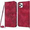 Netany Cover per iPhone 11 Pro Max con Cordino, Flip Portafoglio Custodia in Pelle, [2 Porta Carte][Chiusura Magnetica],Custodia Libro Antiurto Cover con Laccio per iPhone 11 Pro Max (Rosso)