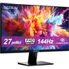 GEESUU Monitor PC 27 Pollici, Schermo Gaming 144hz, Monitores con Audio Integrato, Full HD, 1080p, 6ms, HDR, Eye-Friendly, VESA 75x75mm, 99% sRGB, HDMI 2.0 & DP 1.2