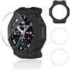 Aerku Custodia per Amazfit T-Rex 3 Pro 48MM, Con 2 Pezzi 9H HD Anti Graffi Vetro Temperato Pellicola Protettiva, Custodia Protettiva Telaio Morbido Silicone Cover Protezione - Nero