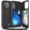 TORU Cover CX SILIM per Custodia iPhone 14 Pro Portafoglio | Etui Protettiva con Porta Carte Nascosto | Cinturino da Polso e Specchietto Inclusi - Nero