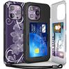 TORU Cover CX SILIM per Custodia iPhone 14 Pro Portafoglio | Etui Protettiva con Porta Carte Nascosto | Cinturino da Polso e Specchietto Inclusi - Fiori