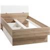 Composad | Letto della Linea GLOBO, con 1 Cassetto Contenitore, Letto Singolo con Contenitore, Struttura letto, (LxAxP) 97,40x91,10x215 cm, Colore Rovere e Bianco Laccato, Made in Italy
