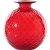 Venini / Monofiore Balloton / vaso / rosso, filo verde mela / vetro soffiato lavorato a mano - 100.18 RV-VM