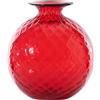 Venini / Monofiore Balloton / vaso / rosso, filo verde mela / vetro soffiato lavorato a mano - 100.29 RV-VM