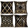 LAPONO Copricuscini Divano 4Pezzi Cerniera Invisibile Federe Cuscini divano Moderni Elegante Resistente in Velluto Cuscino per Cuscino di tiro per Divano Letto Camera da Soggiorno 45x45 （nero e oro）
