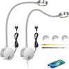 ERWEY 2 Pezzi lampade da lettura a LED da parete Regolabile, argento | 3000K-6000K LED Luce da Letto, con porta di ricarica USB, Collare d'oca flessibile a 360°, con spina e cavo per il letto