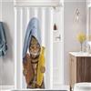 Hnmdmyi Tenda da doccia divertente gatto 90x180, carino gattino marrone con bagno spugna shampoo e asciugamano blu tenda da bagno bambini Cartoon impermeabile tessuto lavabile tenda da bagno