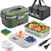 BYbrutek Contenitore per il pranzo elettrico, 100 W, 1,8 l, rimovibile, in acciaio inossidabile, portatile, riscaldato, 3 in 1, 12 V/24 V/220 V, contenitore termico per auto/camion/ufficio/casa, con