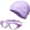 AYNKH Occhialini da nuoto per bambini, 6-14 anni, anti-appannamento, protezione UV, cuffia da nuoto, ampia visione, per bambini e bambine