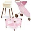 LullaBaby - Playset per la nursery delle bambole - Pacchetto di accessori per baby doll da 36 cm - Set per la cura dell'asilo nido - Seggiolone, box e passeggino Jogger - Bambini 2 anni +