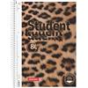 BRUNNEN Blocco universitario Premium Student Leopard | A4, rigatura 28, 80 fogli, marrone/nero