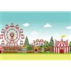 YongFoto 1,5x1m Vinile Fondale Foto Circo Funfair Terreno di gioco Biglietteria Montagne russe ruota panoramica Sfondo fotografico Photo Booth Partito Banner Bambini Photo Studio Puntelli