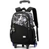Lutuan Zaino con Ruote per Ragazzi Adolescenti, 26L Zaini Scuola Trolley Media e Superiore Staccabile, Zaino Ragazzo Impermeabile Nero Graffiti-Daypack da Viaggio con Carrello