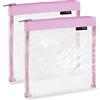nex|trip Set di 2 beauty case trasparente per liquidi e bagaglio a mano, borsa per cosmetici per aereo, set da viaggio, Rosa - Set da 2,