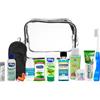 STOP TO SHOP! Kit essenziale da viaggio (kit da viaggio), adatto per bagagli a mano in aereo, vacanze e viaggi d'affari. Include prodotti aggiuntivi per la cura personale in una pratica borsa da toilette per uomo e