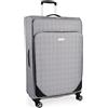 London Fog Valigia con ruote - Valigia leggera e di grande capacità LFL003/04, Pied de poule color crema, L - 30 Inch, Bagagli morbidi