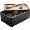 Yamazaki 5166 RIN Accessory Storage Box, black, Polystone/Wood, 18.5 x 12.5 x 7 cm