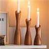 OLEEK Set di portacandele in legno (30,5 cm, 25,4 cm, 20,3 cm), portacandele in legno per decorazione tavolino da caffè (si adatta a candele da 7/8), portacandele vintage bohémien autunnale per