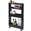 YAMAZAKI 1807 TOWER Slim 4Tiered Storage Cart, black, Steel, 13 x 48 x 80.5 cm