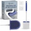 CUQOO Scopino WC in silicone con supporto antibatterico - spazzola bagno piatta igienica in gomma, portascopino ventilato per accessori bagno moderni