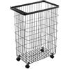 Yamazaki 4777 TOWER Laundry Basket with Wheels, black, Steel/Nylon, 28 x 46.5 x 61 cm