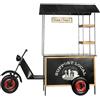 DRW Motocarro fioriera espositore in metallo e ripiani in legno nero e naturale, 205 x 233 x 68 cm