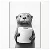 Prinajssiad Simpatica lontra artistica da parete, poster divertente con animali per bagno, immagine in bianco e nero, decorazione per il bagno, 30,5 x 40,6 cm, senza cornice