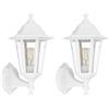 Eglo Olgiata-E - Lampada da parete per esterni, stile vintage, applique a lanterna, in plastica bianca e trasparente, attacco E27, IP44 (Confezione da 2)