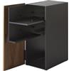YAMAZAKI 2110 TOWER Game Console Organizer, black, Steel/Wood/Magnet/Silicone, 24.7 x 36.5 x 60.3 cm