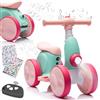 Itslife Bicicletta Senza Pedali Elettrica con Macchina per Bolle per Bambini e Bambine di 1-4 Anni, 4 in 1 Giocattoli per Bambini con Musica, Luci LED, Regalo per Compleanno, Natale, Rosa-verde