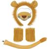 XNIVUIS 5 Pezzi Costume Leone,Set di Costumi di Animali,Leone Coda Naso Orecchie Fascia Artiglio Guanti,per Bambini e Adulti Costume di Halloween Forniture per Feste (Arancione)
