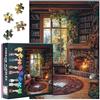 TISHIRON Puzzle da 1000 pezzi per adulti Libreria - Puzzle 1000 pezzi paesaggio autunnale difficile puzzle camino (70 x 50 cm), regalo per famiglie serate di gioco e decorazioni per la casa