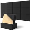Kuchoow Pannelli Fonoassorbenti Rettangolari Adesivi Decorativi da Parete per Casa | Decorativo Pannello Acustico di Design, Ideale per Soffitto e Porta, Soggiorno, Riduce l'Eco, 12 Pezzi, 1,44 m², Nero