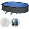 Gre Anthracite Ovale 610x375x132cm - Piscina fuori terra in acciaio