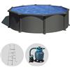 Gre Anthracite Rotonda Ø460 x 132 cm - Piscina fuori terra in acciaio