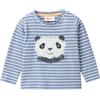 People Wear Organic Maglietta baby lunga in cotone bio Panda - col. blu-grigio a righe