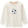 People Wear Organic Maglietta lunga in cotone bio Game Day - col. bianco-righe sabbia