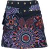 GURU SHOP Gonna corta Goa Cacheur, minigonna patchwork, limone/multicolore, nero/viola, 40